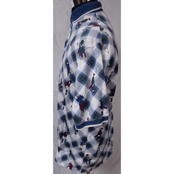Roundtree & Yorke Golf Players Allover Print Mens L Short Sleeve Polo Shirt - Picture 6 of 12